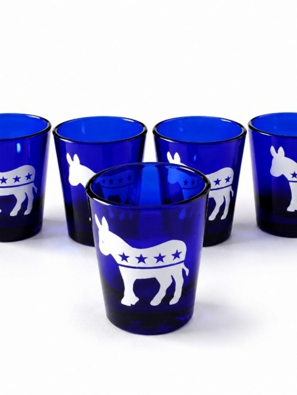 Democratic Party Donkey Shot Glasses Set of 5 Cobalt Blue Political Barware